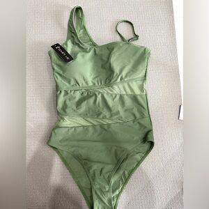 Tempt Me One Shoulder One Piece Swimsuits Full Coverage Cutout Mesh Sexy